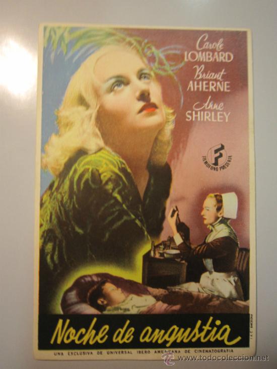 Cine: PROGRAMA DE CINE - NOCHE DE ANGUSTIA - 1940 - Foto 1
