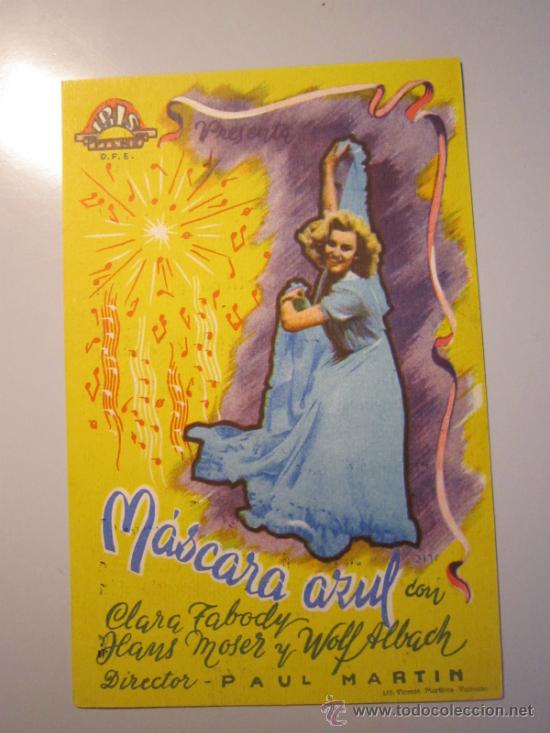 Cine: PROGRAMA DE CINE - M&Aacute;SCARA AZUL - 1953 - PUBLICIDAD - Foto 1