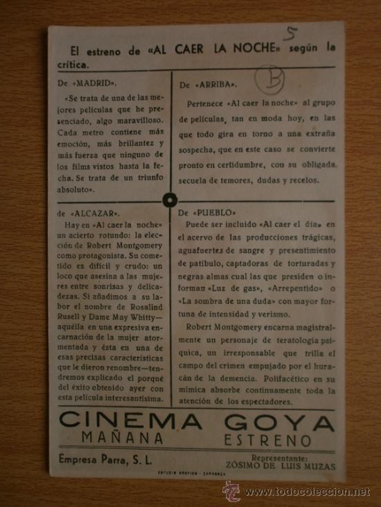 Cine: AL CAER LA NOCHE. - Foto 2