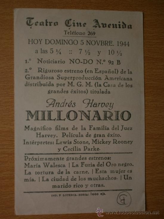 Cine: ANDRES HARVEY MILLONARIO. - Foto 2