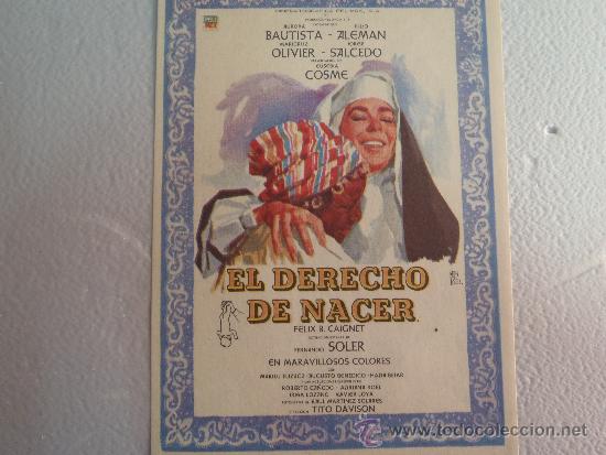 Cine: FOLLETO DE MANO EL DERECHO DE NACER - Foto 1