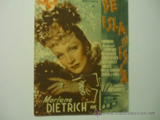 Cine: programa doble de isla en isla.-marlene dietrich - publicidad fomento y delicias de s.feliu ll.