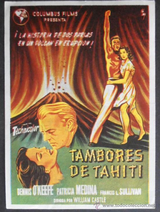  Foglietti di film di film antichi di cinema: TAMBORES DE TAHITI, FM, CON PUBLICIDAD (2348) ,CONSERVACION: