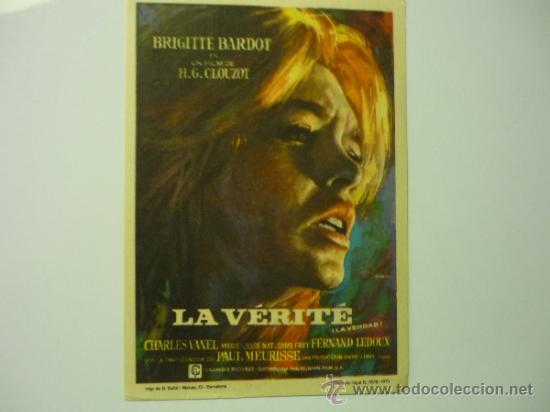 Cine: PROGRAMA LA VERITE - BRIGITTE BARDOT -publicidad - Foto 1