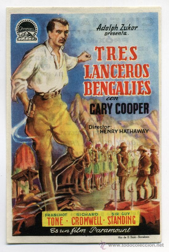 Cine: TRES LANCEROS BENGALIES, con Gary Cooper.