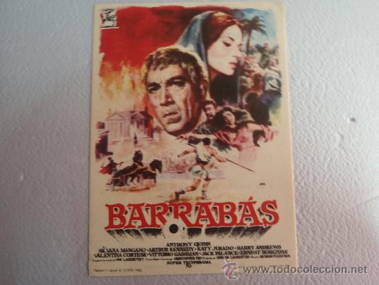Cine: FOLLETO DE MANO BARRABAS COLISEO EQUITATIVA FIESTAS DEL PILAR 1962