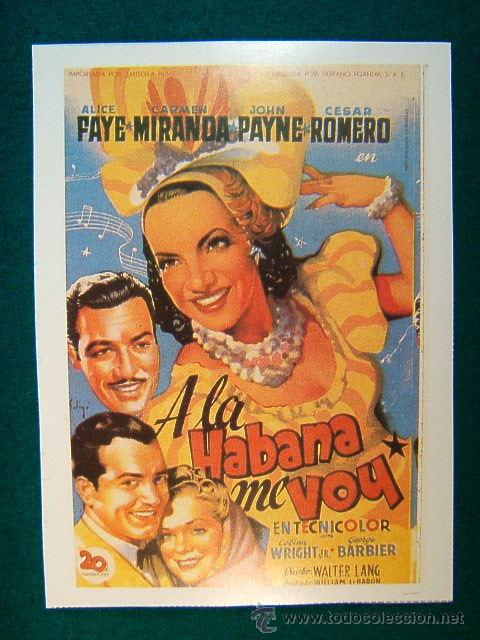 Cine: A LA HABANA VOY-WALTER LANG-ALICE FAYE-CARMEN MIRANDA-JOHN PAYNE-WEEKEND IN HAVANA-SOLIGO-ESTE...