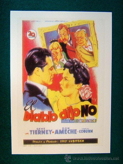 Cine: EL DIABLO DIJO NO-ERNST LUBITSCH-DON AMECHE-GENE TIERNEY-ILUSTRA SOLIGO-HEAVEN CAN WAIT-ESTE...
