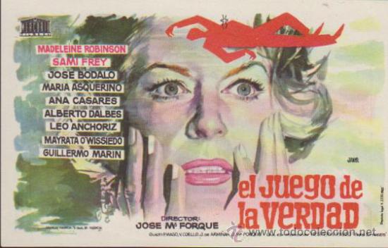  Foglietti di film di film antichi di cinema: El Juego de la Verdad. Sencillo de Mercurio.
