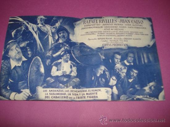 Cine: Antiguo Programa de Cine Plegado  DON QUIJOTE DE LA MANCHA - Foto 3