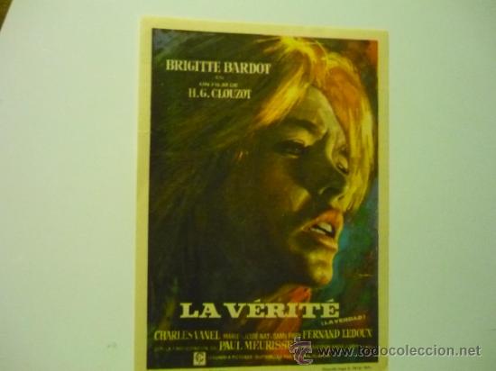 Cine: PROGRAMA LA VERITE.-BRIGITTE BARDOT -publicidad