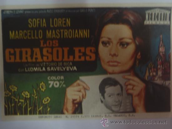 Cine: FOLLETO DE MANO LOS GIRASOLES SOFIA LOREN - Foto 1