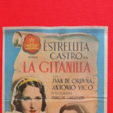 Cine: LA GITANILLA, GRANDE 1941, ESTRELLITA CASTRO IVÁN DE ORDUÑA, CON PUBLICIDAD CINEMA BERGADAN BERGA. Lote 39029939