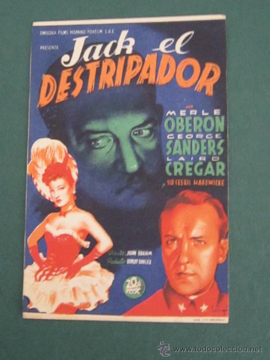 Cine: PROGRAMA DE CINE - JACK EL DESTRIPADOR - 1944 - PUBLICIDAD - Foto 1
