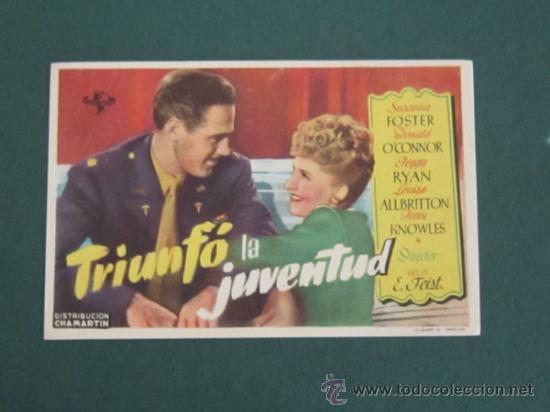 Cine: PROGRAMA DE CINE - TRIUNF&Oacute; LA JUVENTUD - 1944 - Foto 1