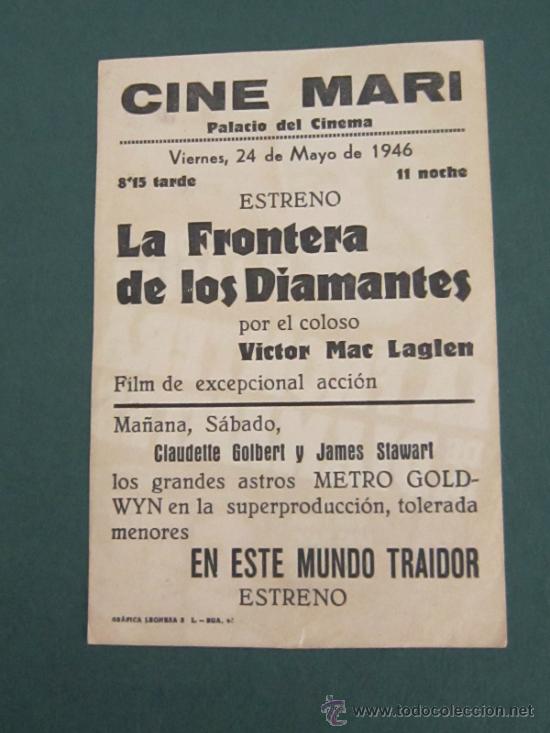 Cine: PROGRAMA DE CINE - LA FRONTERA DE LOS DIAMANTES - 1940 - PUBLICIDAD - Foto 2