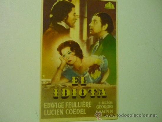 Cine: PROGRAMA EL IDIOTA .- EDWIGE FEULLIERE - sello cinema la secuita a&ntilde;o 1950 - Foto 1