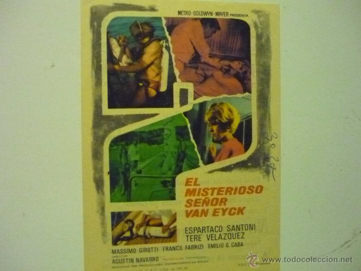  Foglietti di film di film antichi di cinema: programa el misterioso se&ntilde;or van eyck - -espartaco santoni publicidad cine capiyol alicante