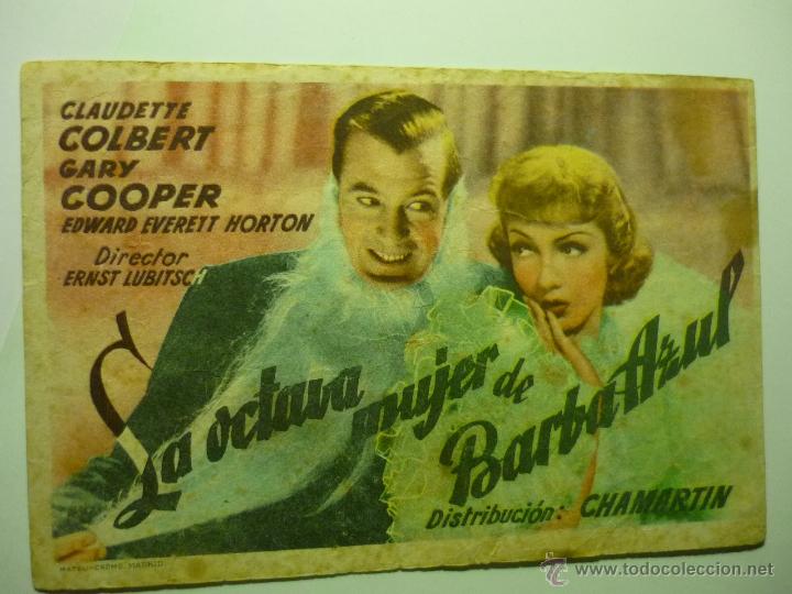 Cine: programa la octava mujer de barba azul .--gary cooper -c-colbert -publicidad