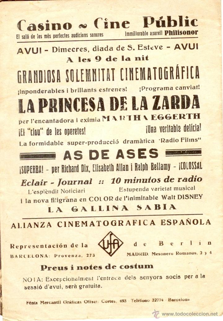 Cine: La Princesa de la Zarda - Programa doble cine 1934 - Foto 3