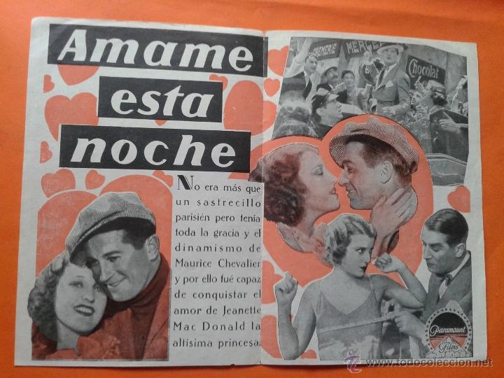 Cine: W-- PROGRAMA DE CINE - AMAME ESTA NOCHE, - Foto 3