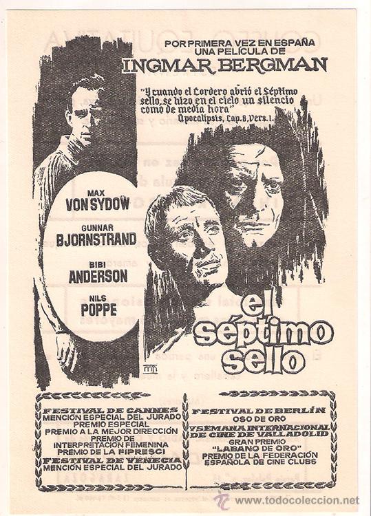 Cine: PTCC 304 EL SEPTIMO SELLO PROGRAMA SENCILLO CHAMARTIN INGMAR BERGMAN - Foto 1