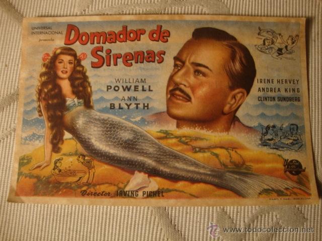  Flyers Publicitaires de films Anciens: ANTIGUO FOLLETO CINE PELICULA DOMADOR DE SIRENAS- PROYECTADA EN ELCHE, A&Ntilde;OS 40-50
