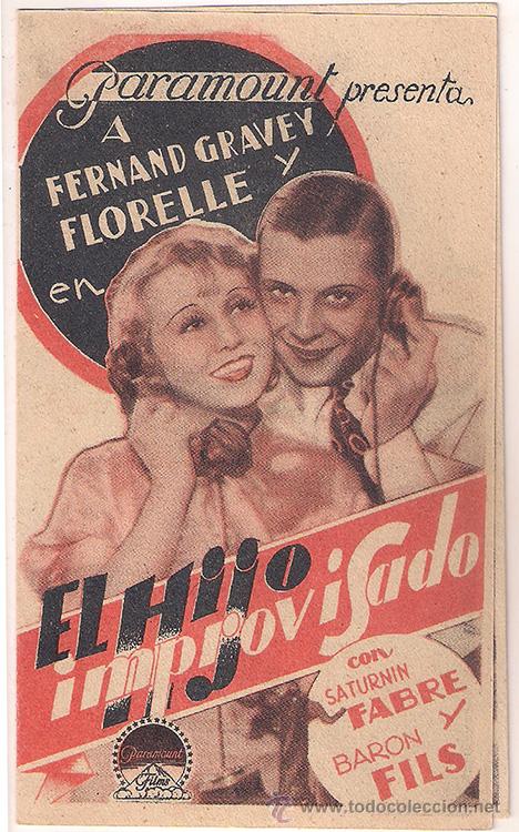 Cine: PTCC 422 EL HIJO IMPROVISADO PROGRAMA DOBLE PARAMOUNT FERNAND GRAVEY ODETTE FLORELLE - Foto 1