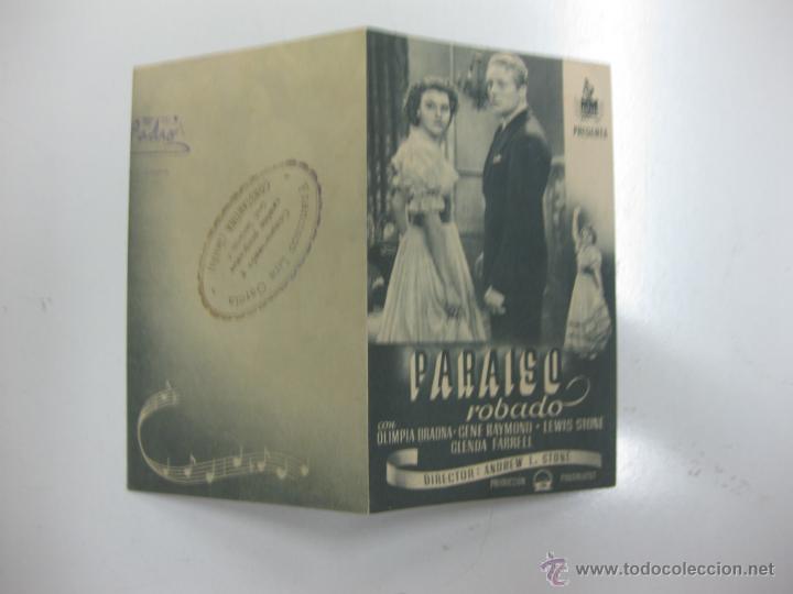 Cine: PROGRAMA CINE. PARAISO ROBADO. OLIMPIA BRADNA,GENE RAYMOND`PARAMOUNT. - Foto 1