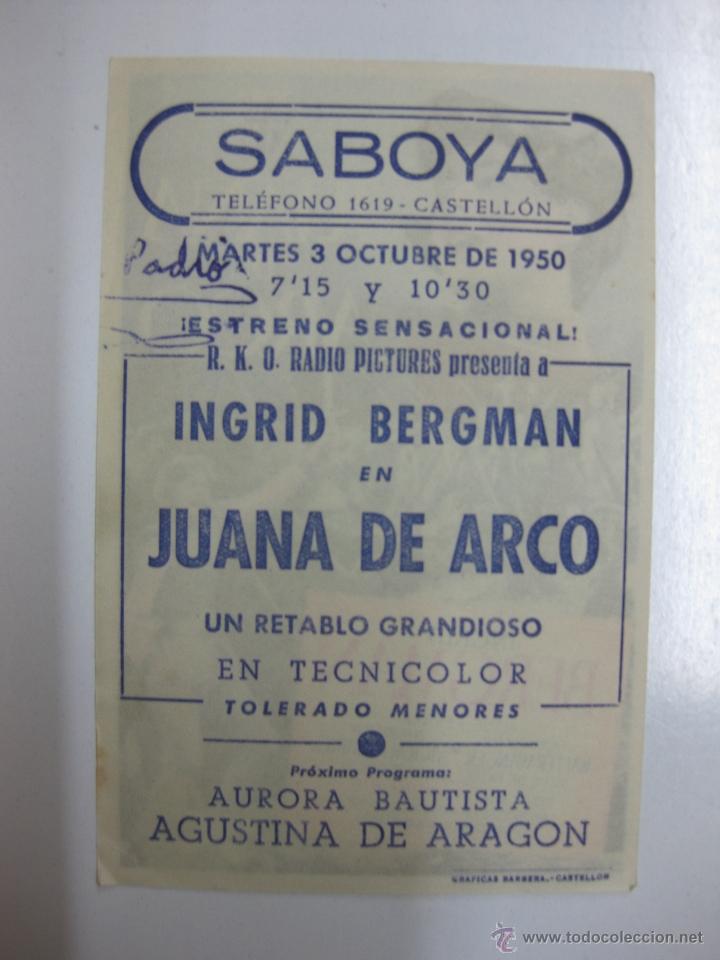 Cine: PROGRAMA CINE.- JUANA DE ARCO. INGRID BERGMAN. RKO RADIO. - Foto 2