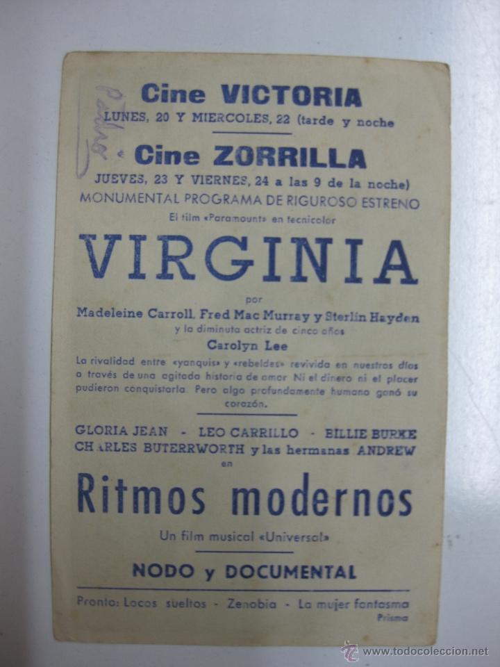 Cine: PROGRAMA CINE.- VIRGINIA. FRED McMURRAY. PARAMOUNT - Foto 2
