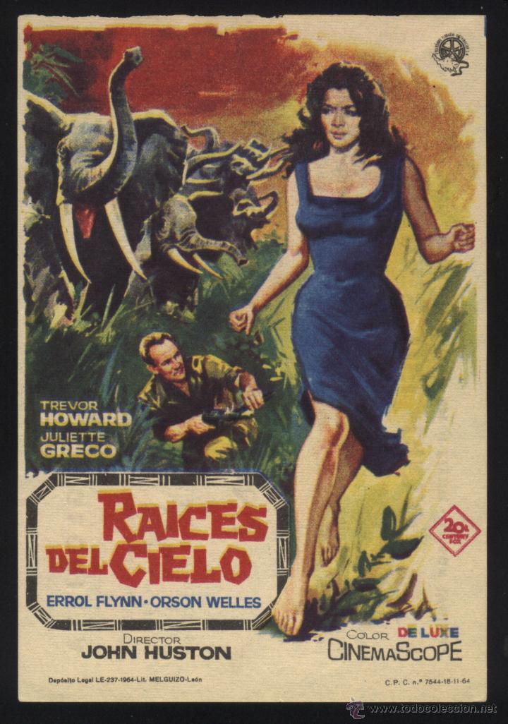 Cinema: Q-02538- RAICES DEL CIELO (The Roots of Heaven) (CINE GLORIETA) Errol Flynn - Juliette Gr&eacute;co