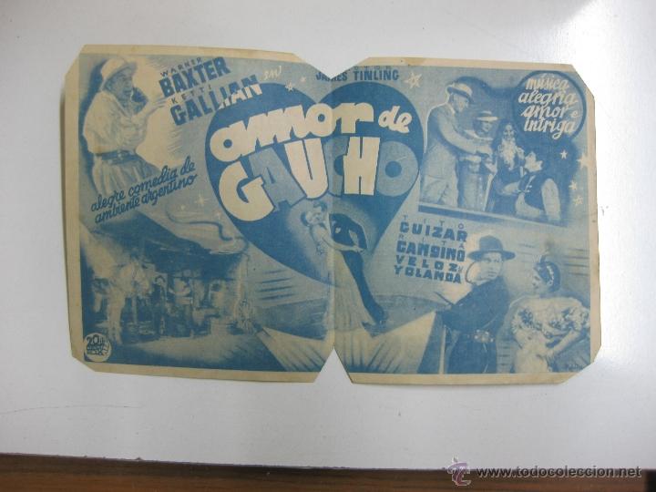 Cine: PROGRAMA DE CINE. AMOR DE GAUCHO.WARNER BAXTER, KETTI GALLIAN.20TH CENTURY FOX. - Foto 2