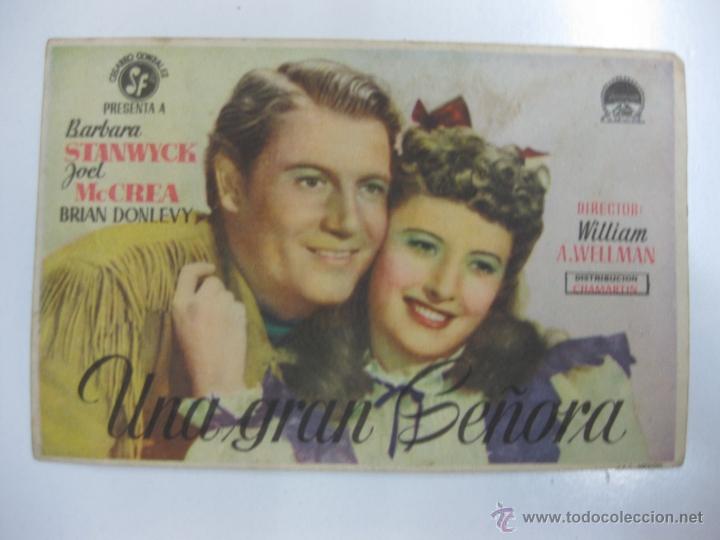 Cine: PROGRAMA CINE.- UNA GRAN SE&Ntilde;ORA. BARBARA STANWYCK, JOEL McCREA. PARAMOUNT. - Foto 1