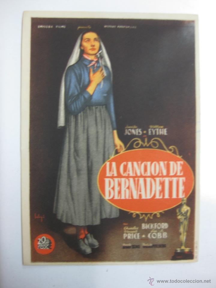 Cine: PROGRAMA CINE.LA CANCION DE BERNADETTE.JENIFFER JONES.20TH CENTURY FOX. - Foto 1