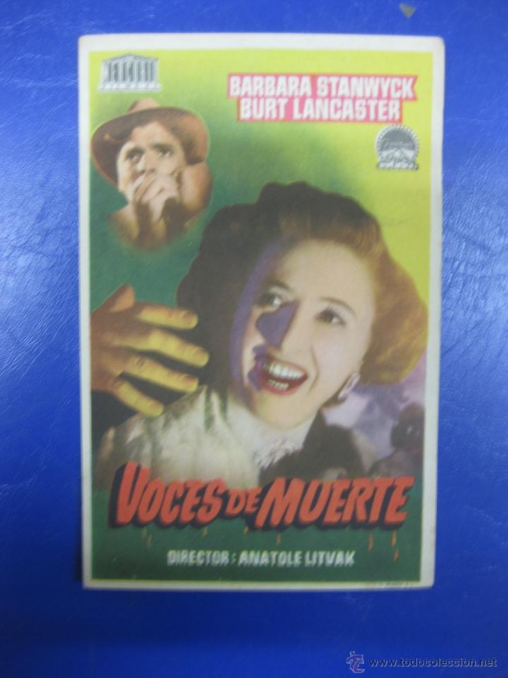 Cine: PROGRAMA CINE.- VOCES DE MUERTE. BURT LANCASTER, BARBARA STANWICK, PARAMOUNT. - Foto 1