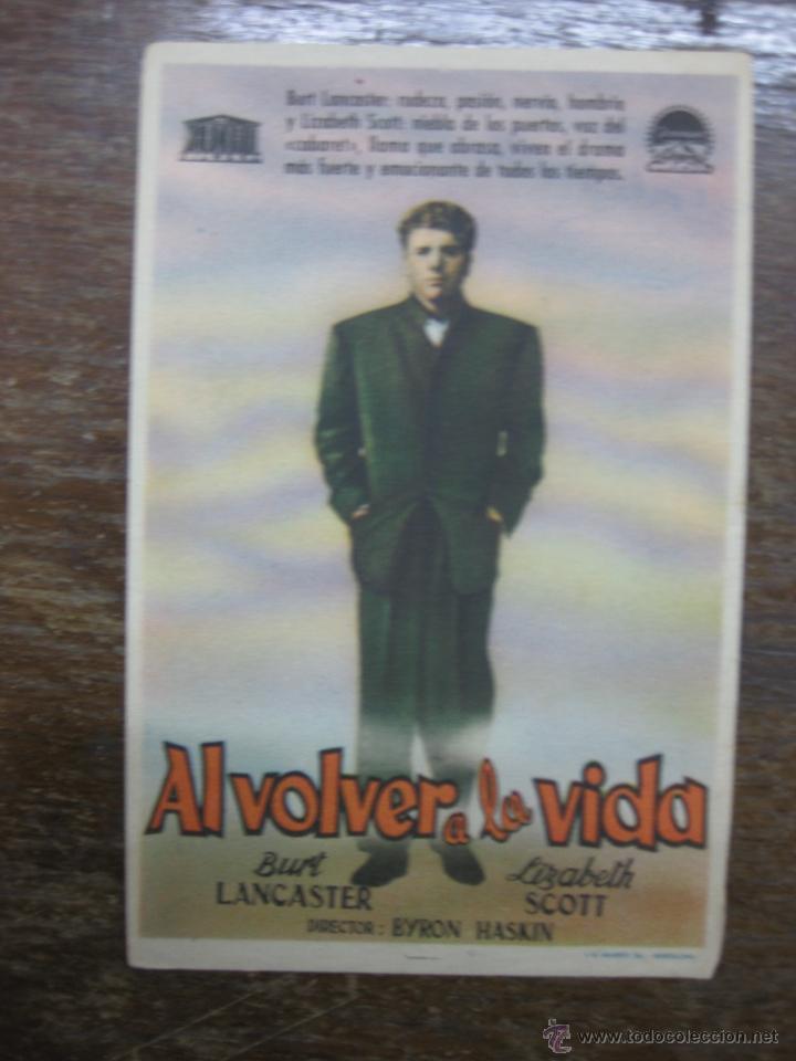 Cine: PROGRAMA CINE.- AL VOLVER A LA VIDA. BURT LANCASTER, ELIZABETH SCOTT. PARAMOUNT. - Foto 1