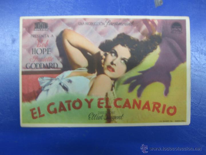 Cine: PROGRAMA CINE.- EL GATO Y EL CANARIO. BOB HOPE, PAULETTE GODDARD. PARAMOUNT.. - Foto 1