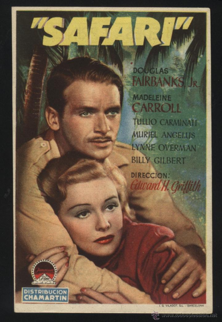  Flyers Publicitaires de films Anciens: Q-02715- SAFARI (CINE EDESA - PONFERRADA) DOUGLAS FAIRBANKS JR. - MADELEINE CARROLL