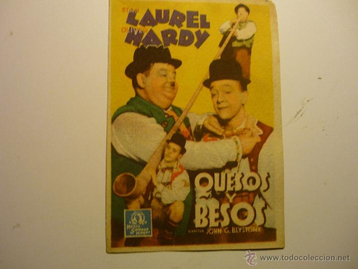 Cine: programa quesos y besos .-laurel y hardy - cartulina - Foto 1