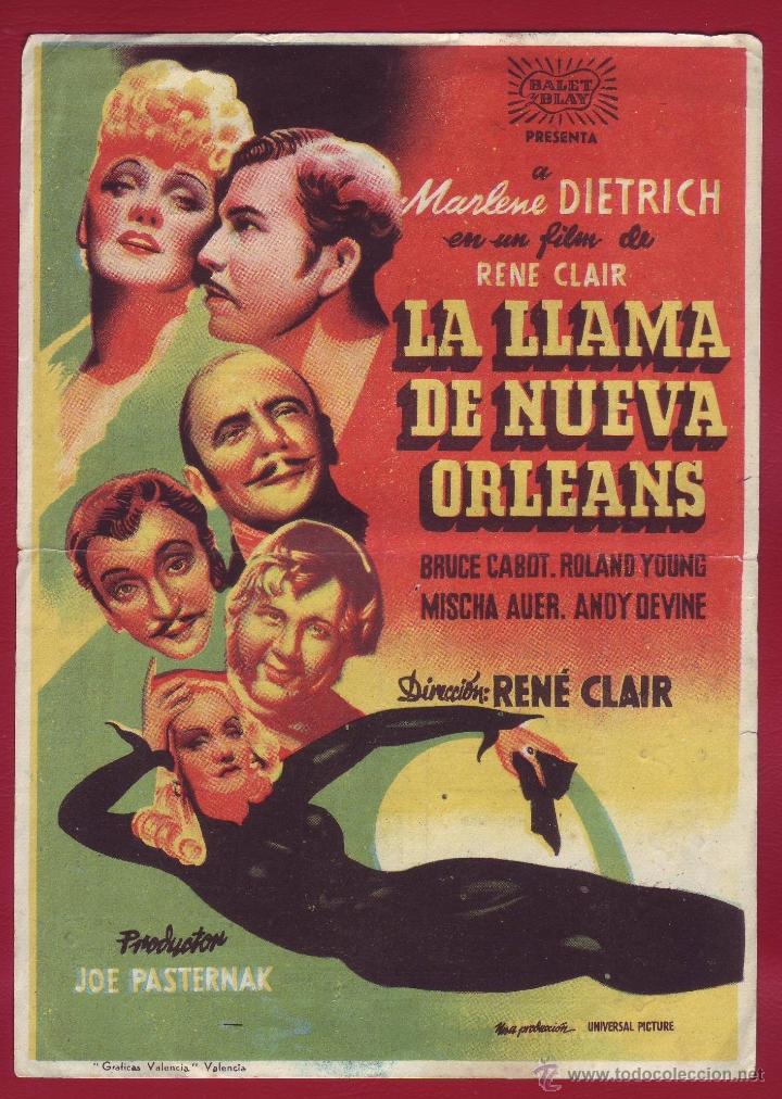 Cine: PROGRAMA DE MANO - LA LLAMA DE NUEVA ORLEANS - MARLENE DIETRICH - Foto 1