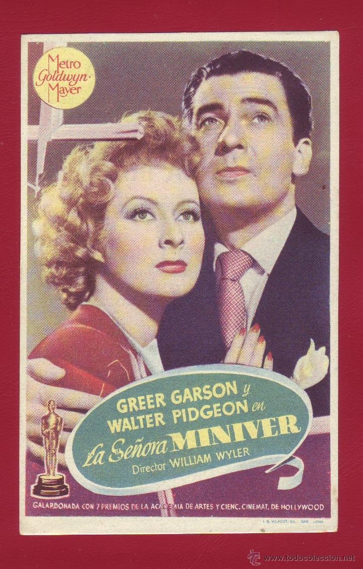 Cine: PROGRAMA DE MANO - LA SE&Ntilde;ORA MINIVER - Foto 1
