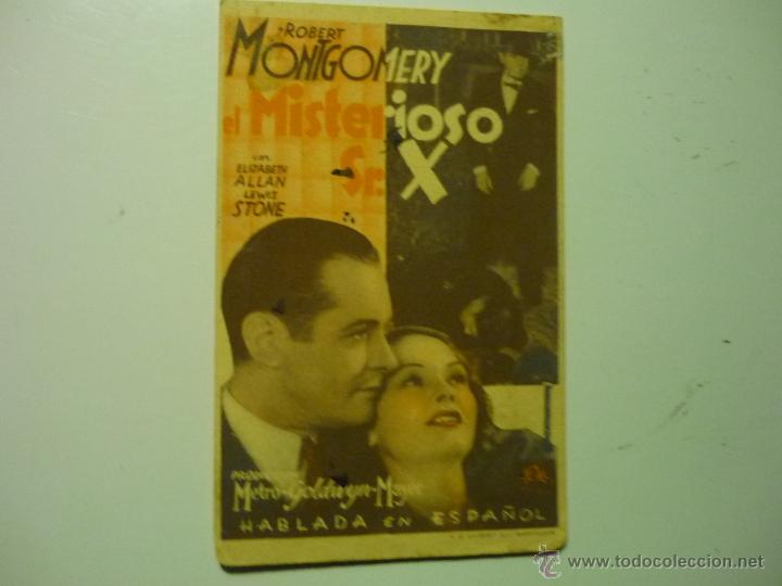 Cine: PROGRAMA CARTULINA EL MISTERIOSO SR.X - ROBERT MONTGOMERY - Foto 1
