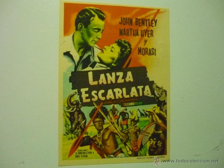  Foglietti di film di film antichi di cinema: PROGRAMA LANZA ESCARLATA.-JOHN BENTLEY-PUBLICIDAD cine rialto-d.benito??