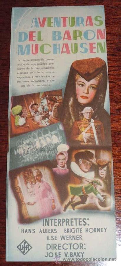  Flyers Publicitaires de films Anciens: AVENTURAS DEL BARON MUCHAUSEN, PROGRAMA DOBLE, UFA, HANS ALBERS, CON PUBLICIDAD DEL CINEMA BILBAO