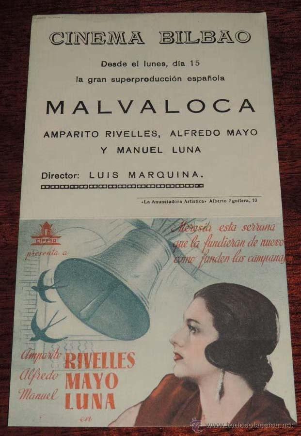 Cine: MALVALOCA, PROGRAMA DOBLE, CON PUBLICIDAD DEL CINEMA BILBAO. - Foto 1