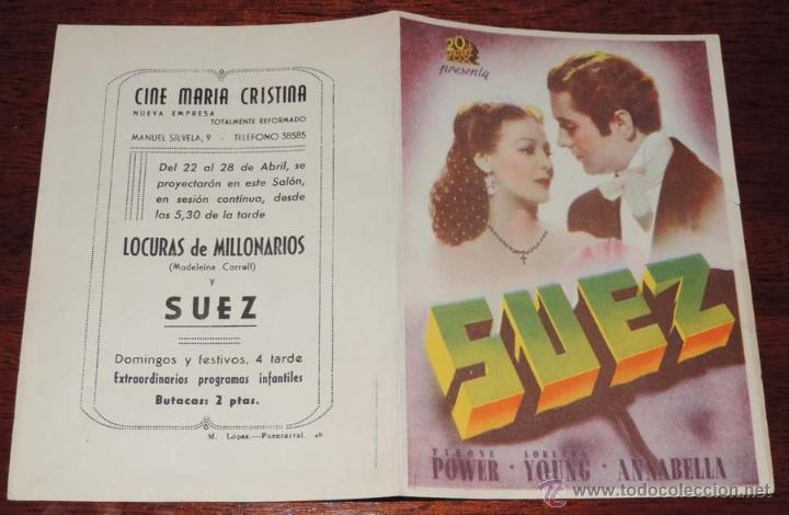 Cine: SUEZ, PROGRAMA DOBLE, PUBLICIDAD DEL CINE MARIA CRISTINA - Foto 1