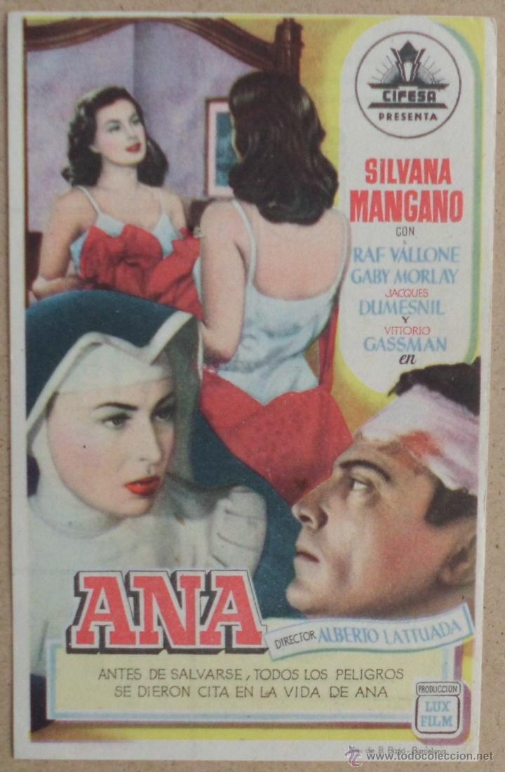  Flyers Publicitaires de films Anciens: FOLLETO DE MANO CINE ANA CON PUBLICIDAD