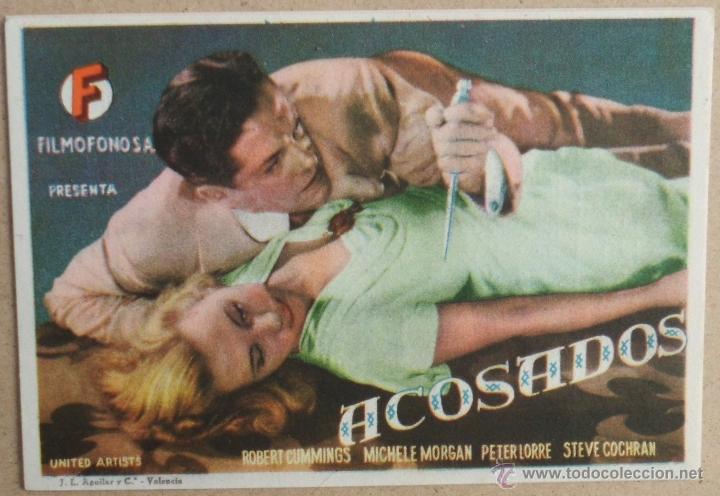  Flyers Publicitaires de films Anciens: FOLLETO DE MANO CINE ACOSADOS CON PUBLICIDAD