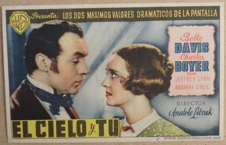  Flyers Publicitaires de films Anciens: FOLLETO DE MANO EL CIELO Y TU CON PUBLICIDAD AL DORSO